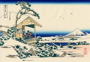  schnee - Teehaus in koishikawa am Morgen nach einem Schneefall Katsushika Hokusai Japanisch